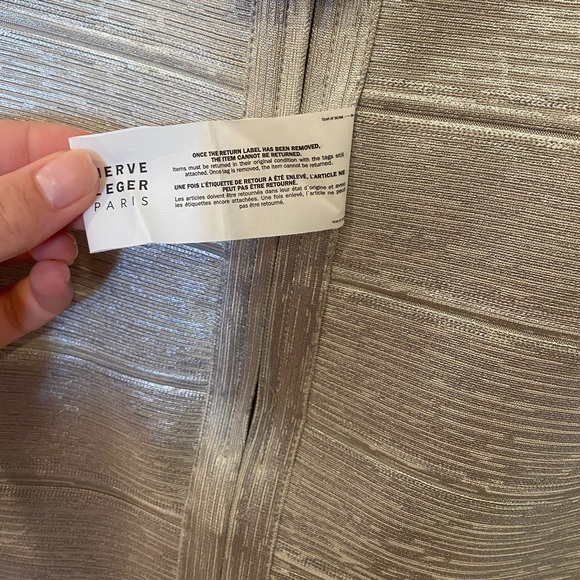 HERVE LEGER V Neck Bandage Dress Bodycon Foil - Picture 7 of 9